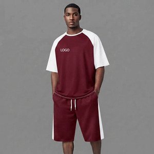 Wholesale 100% Cotton <b>Men's</b> T-Shirt <b>Shorts</b> <b>Set</b> Crew Neck <b>Short</b> Sleeve Midweight baggy Fit Streetwear 2 color <b>man</b> <b>short</b> <b>set</b> - Product Image 5