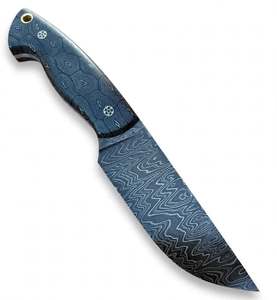 Cuchillo Utilitario de Hoja Fija de Acero de Damasco Hecho a Mano con Mango de Micarta Negra Personalizado, Herramienta EDC - Product Image 5