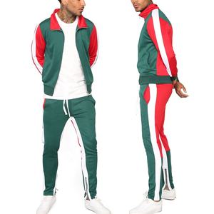 Ensemble de survêtement pour homme avec capuche et blocs de couleur, coupe ajustée, sweat-shirt sportif et pantalon, idéal pour l'automne - Product Image 1