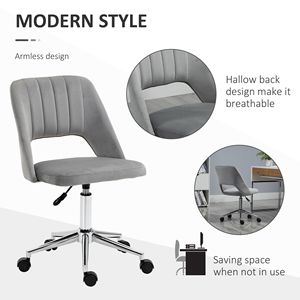 Fauteuil de bureau exécutif en velours gris avec dossier mi-hauteur rembourré, vérin à gaz haut de gamme, base robuste et fonction pivotante pour usage domestique - Product Image 5