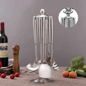 Ensemble d'ustensiles de cuisine en acier inoxydable 304 avec support, 6 pièces, cuillères de cuisine, outils de cuisine avec support rotatif - Product Image 2