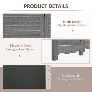 Divisorio Pieghevole Artigianale a 4 Pannelli Grigio con Lavagna per Ufficio Domestico e Feste al Chiuso - Product Image 6