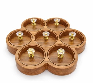 Wooden Handcrafted Spice <b>Box</b> <b>Masala</b> Dabba Acrylic Lid with 7 Round Compartments & Spoon Acacia Wood Spice <b>Box</b> Set - Product Image 4