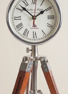 Wooden Adjustable Tripod <b>Table</b> <b>Clock</b> Mechanical Movement Silent Hourly Chiming Vintage Desk <b>Clock</b> Decorative Stand Timepiece - Product Image 3