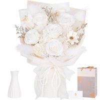 Bouquet de fleurs préservées carrées, roses éternelles réelles faites à la main pour elle, femme, grand-mère, anniversaire, fête des mères, cadeaux
