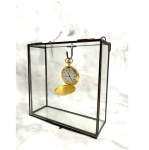 Vitrina Moderna Cuadrada de Vidrio con Soporte de Latón para Relojes de Bolsillo, Organizador de Joyas, Caja de Almacenamiento para Decoración del Hogar - Product Image 1
