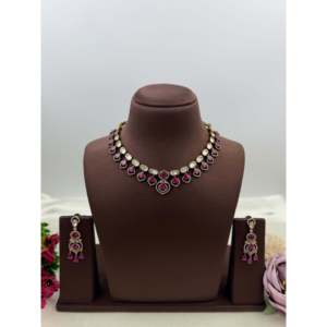 Indian Ethnic Lata Premium Victorian <b>Gold</b> Plated Bridal Necklace <b>Set</b> - Product Image 6