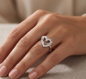 Anillo de Oro de 14K con Doble Corazón Entrelazado Eterno para Mujer, Anillo de Promesa con Diamante Cultivado en Laboratorio de 0.25ct, Joyería Romántica y Delicada - Product Image 4