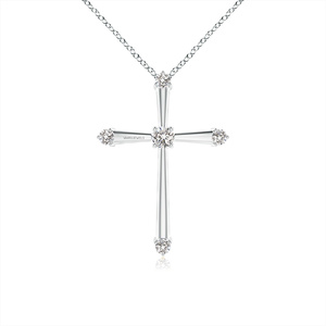 Pendentif croix en or jaune avec diamants de laboratoire taille brillant ronds, bijoux religieux en or 10K 14K 18K et argent 925 935 - Product Image 3