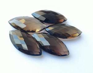 Quartz fumé naturel, forme marquise, taille briolette, taille à carreaux, pierre précieuse calibrée, pierre en vrac pour la création de bijoux - Product Image 3