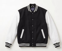 Veste universitaire homme noire et blanche avec boutons sur le devant, style streetwear, coupe-vent d'hiver, chauffante, 100 % laine