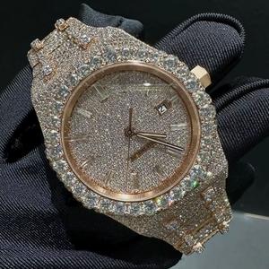 VVS Iced Moissanite Diamond Luxury Bustdown Hip Hop <b>Watch</b> for <b>Men</b> 41mm Automatic Movement <b>Wrist</b> Custom Stainless Steel Glass - Product Image 1