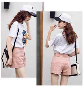 <b>Women's</b> Solid Color High <b>Waist</b> <b>Shorts</b> <b>Elastic</b> <b>Waist</b> Loose Fit Casual With Pockets Breathable Oxford Fabric - Product Image 1