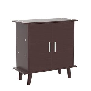 Zapatero de Madera Sintética para el Hogar con Patas de Madera, 3 Estantes, 2 Puertas, Capacidad para 9 Pares de Zapatos, 3 Años de Garantía, Madera de Palisandro - Product Image 2