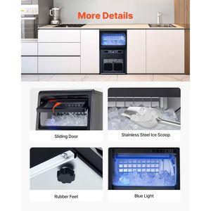 Máquina de Hielo Comercial de 80 Libras/24 Horas, Almacenamiento de 12 Libras, 36 Cubos de Hielo en 15 Minutos, LED Digital - Product Image 6