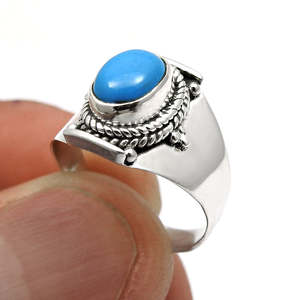 New Exclusive Design Natural Oval Cut <b>Turquoise</b> Gemstone <b>Ring</b> Crafted From 925 Sterling Silver Bohemian Style Unisex Design <b>Ring</b> - Product Image 2