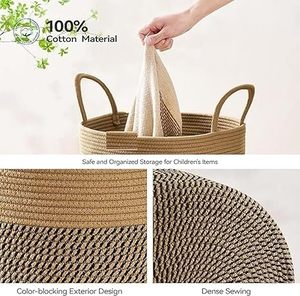 Customised Handwoven Natural Material <b>Foldable</b> Round 95L Clothes Hamper Gift <b>Basket</b> Toys Organizer Cotton Rope Laundry <b>Baskets</b> - Product Image 5