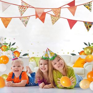 Guirlande de 32 pieds en coton à motifs floraux orange, drapeaux triangulaires, bannière de décoration pour fête d'automne et Thanksgiving - Product Image 4