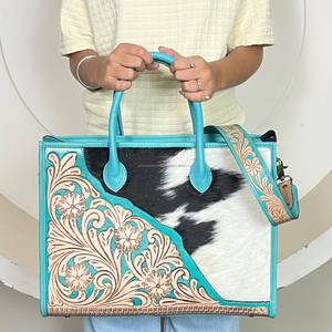 Sacs fourre-tout pour femmes en cuir de vache véritable, fabriqués à la main, style occidental, sacs à main de luxe grande capacité, sacs à bandoulière, sacs de voyage - Product Image 4