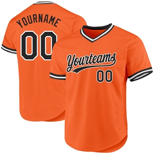 Venta al Por Mayor del Jersey de Béisbol Retro Auténtico OMMIZ INDUSTRY Personalizado en Naranja, Negro y Blanco - Product Image 1