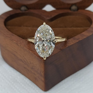 Bague minimaliste en or massif 14K/10K avec diamant ovale de 5 carats cultivé en laboratoire, certifié IGI, bijou de luxe sur mesure, élégant, pour femme, fiançailles - Product Image 4