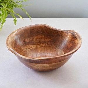 Bol à fruits en bois de manguier naturel, sculpté à la main, vaisselle artisanale, pour collations, salades et fruits, export direct d'usine en Inde - Product Image 2