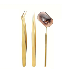 3PCS Stainless Steel Eyelash Tweezers Set with Mirror for Classic Volume <b>Lash</b> Extensions Precision Beauty Tool <b>Kit</b> - Product Image 1