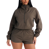 Ensemble de shorts coupe-vent streetwear personnalisés de haute qualité 100% polyester imperméable et coupe-vent pour femmes