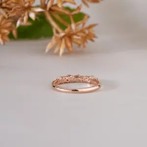 Elegante anillo de eternidad con diamantes talla marquesa en oro rosa para mujer, regalo de lujo para boda, compromiso o aniversario, joyería fina. - Product Image 6
