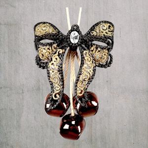 Décoration de Noël et du Nouvel An en gros, métal plaqué or, argent et brun brillant, 35 mm, 3 pièces - Cluster Jingle Acrylic Filigree Bow Ornt - Product Image 4