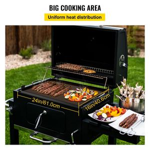 Griglia piatta in acciaio al carbonio 16 \ "X 24 \" griglia rettangolare per barbecue 2 manici foro di scarico Extra per carbone/Gas per Tailgating - Product Image 3