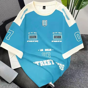 Hot Selling Men's <b>Tshirt</b> Loose Comfortable Short Sleeved O Neck Street Style Digital Printing Breathable Unisex Cotton <b>Polyester</b> - Product Image 1