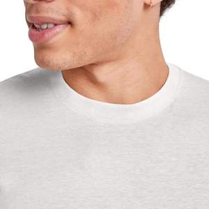 T-shirt pour homme, coupe ajustée, blanc, coton, manches courtes, col rond, décontracté, jersey uni, respirant, couleur unie - Product Image 6