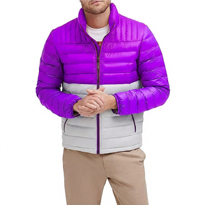 Men's Color Blocking <b>Jacket</b> Stand Collar Zipper Windproof Casual <b>Winter</b> Outerwear Regular Fit Polyester Material - Product Image 5