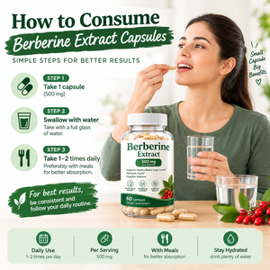 Cápsulas de Extracto de Berberina 500mg, Suplemento Natural a Base de Plantas para el Apoyo Metabólico, Bienestar Diario y Estilo de Vida Saludable - Product Image 5