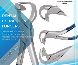 Pinces d'extraction dentaire moléaires atraumatiques, lot de 4 pièces, série standard avec embouts en silicone, en acier inoxydable, Dental Physiks - Product Image 5