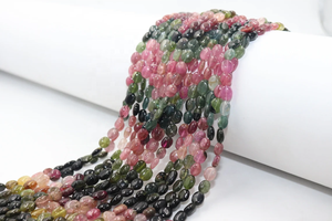 100% cuentas de forma ovalada suave de turmalina múltiple Natural 4*6MM hebras lisas cuentas de turmalina para la fabricación de joyas - Product Image 4