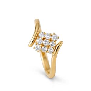 Anillo de Oro Puro de 18K con Diamantes Cultivados en Laboratorio, Anillo Compuesto Cuadrado con 9 Diamantes Redondos en Racimo, Anillo Elegante en Espiral para Mujer, Anillo de Novia - Product Image 4