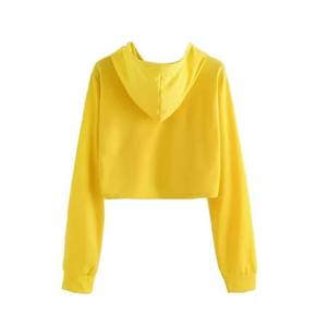 <b>Cheap</b> Price Loose Long Sleeve Pullover Crop Top Hoodies Polyester Cotton Blank Oversize OEM Custom Women Crop Top Hoodies - Product Image 4