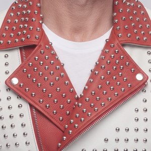 Men Genuine Leather Studded <b>Jacket</b> Men's Front Zip Leather Studded <b>Jackets</b> Mens Leather Studded <b>Biker</b> <b>Jacket</b> With Side Pocket - Product Image 4