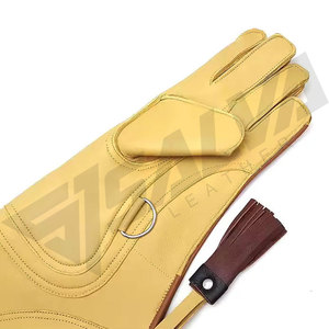 Gant de fauconnerie de haute qualité 2026 avec manchette contrastée en cuir véritable, non doublé, écologique et durable pour la chasse et les sports - Product Image 3