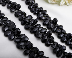 Offre Spéciale Naturel : Épine de laine noire facettée en forme de poire, 3 brins, naturelle, pour la fabrication de bijoux fins, pierre précieuse, lot complet - Product Image 4