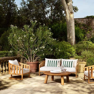 Minimalist Teak Wood Sofa Outdoor <b>Indoor</b> Scandinavian Retro Guest Chair Garden <b>Bench</b> Daybed with Premium Cushion Aesthetic - Product Image 5
