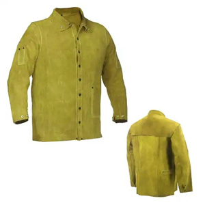 Veste de soudage en coton ignifuge certifiée avec cuir de vachette de qualité supérieure pour la protection thermique des soudeurs - Product Image 6