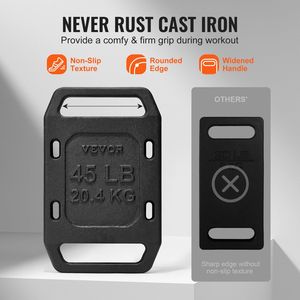 Piastra di Peso in Ghisa Massiccia da 45 Libbre, Pesi Singoli per Squat e Swing - Product Image 3
