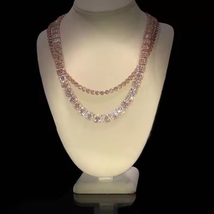 <b>Top</b> High Quality Hip Hop Rapper Style Link <b>Chain</b> White Gold Tennis <b>Chain</b> with Diamond & Rose Gold Accent Gift for Him - Product Image 4