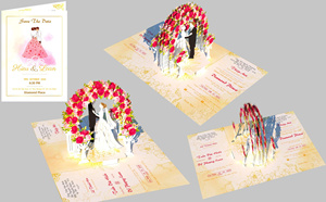 Elegante Tarjeta de Felicitación Pop-Up 3D con Arco Floral, Diseño Personalizado, Acabado Mate, Papel de Alta Calidad para Invitaciones Personalizadas - Product Image 4