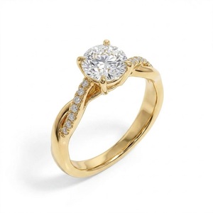Anillo de Compromiso de Diamante Cultivado en Laboratorio con Certificación IGI VS1 E Color VBSR-11514K, Oro Blanco, Corte Redondo, 2.22CT, Claridad, Banda de Boda Trenzada - Product Image 5