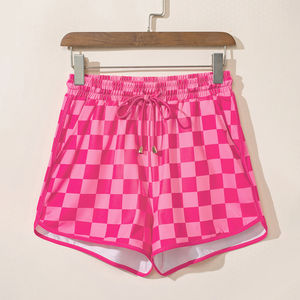 Nouveaux shorts décontractés pour femmes, personnalisables, de haute qualité, à taille haute élastique, à carreaux, pour la course à pied - Product Image 6