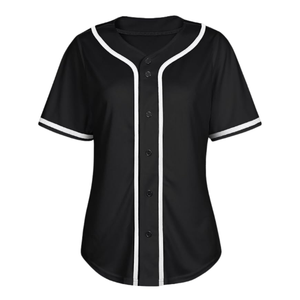 Camiseta de Béisbol Azul Marino para Mujer, con Botones, Lisa, de Manga Corta, Estilo Hip Hop, Deportiva, para Mujer - Product Image 4
